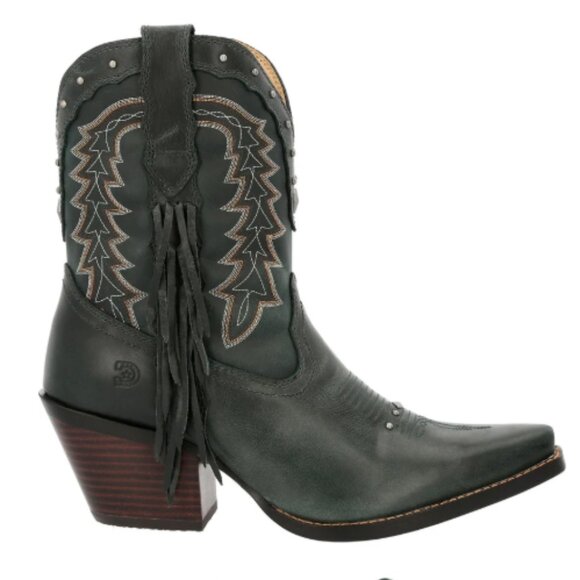 Durango Crush Women's Vintage Western Fringe Boot in Dark Teal Leather 8.5 M - Picture 1 of 11